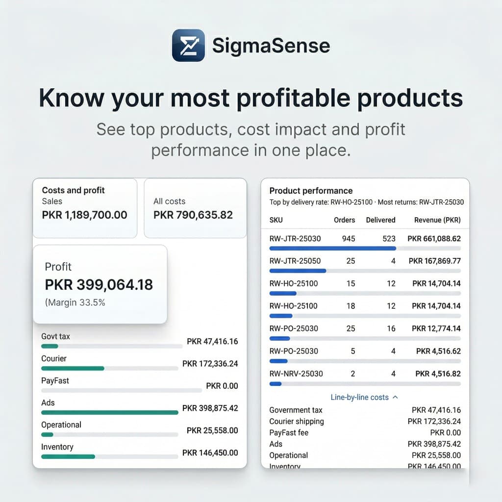 SigmaSense profit and performance overview in the dashboard